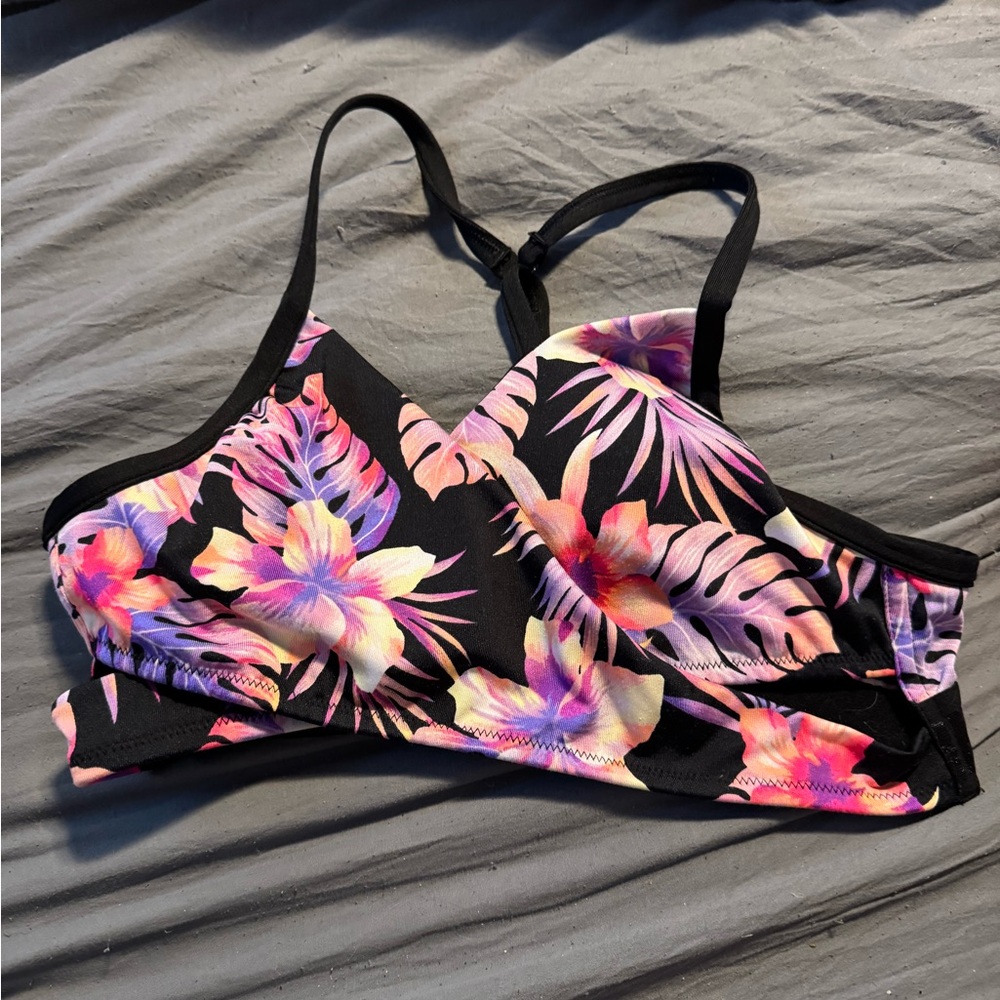 PINK Victoria's Secret Floral Sports Bra - Black and Pink
